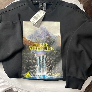 Men's Adidas Sweatshirt (Three Stripes Life) Black Size Large